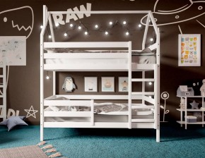 Кровать-домик двухъярусная 80*160 Белый (без ящиков) в Александровском - alexsandrovskoe.mebel24.online | фото