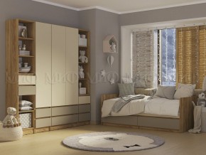 ЧЕЛСИ Color Кровать с ящиками 800 с настилом ЛДСП (Слоновая кость/Глиняный серый/Дуб крафт) в Александровском - alexsandrovskoe.mebel24.online | фото 2