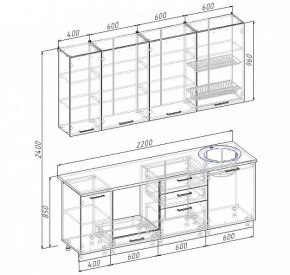 Кухонный гарнитур Антрацит 2200 (Стол. 38мм) в Александровском - alexsandrovskoe.mebel24.online | фото 3