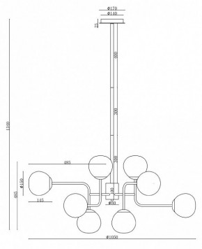 Люстра на штанге Maytoni Erich MOD221-PL-12-N в Александровском - alexsandrovskoe.mebel24.online | фото 3