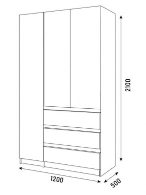 ПАРУС Шкаф 3-х ств. 1200 в Александровском - alexsandrovskoe.mebel24.online | фото 3