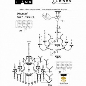 Подвесная люстра iLamp Diamond 6071-18 CR+CL в Александровском - alexsandrovskoe.mebel24.online | фото 2