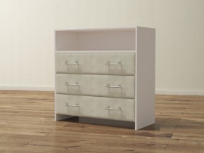 PROxSON Комод Varna (ЛДСП Белая+ткань Белый/Savana Milk (молочный)) 90x40 в Александровском - alexsandrovskoe.mebel24.online | фото 1