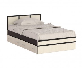 Сакура Кровать с ящиками 1200, цвет венге/дуб лоредо, ШхГхВ 123,5х203,5х80 см., сп.м. 1200х2000 мм., без матраса, основание есть, универсальная сборка в Александровском - alexsandrovskoe.mebel24.online | фото 4