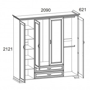 Шкаф 4D2S Z, TIFFANY, цвет вудлайн кремовый в Александровском - alexsandrovskoe.mebel24.online | фото 1