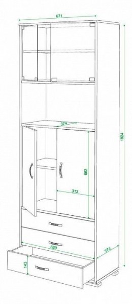 Шкаф комбинированный Домино СБ-220М в Александровском - alexsandrovskoe.mebel24.online | фото 3