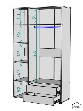 Шкаф Linnea MHR-3-2 2050х1200х510 (Белый-М 11.1.2) в Александровском - alexsandrovskoe.mebel24.online | фото 3