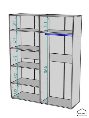 Шкаф Linnea MHR-4-1 2050х1600х510 (Графит-М 11.1.25) в Александровском - alexsandrovskoe.mebel24.online | фото 3