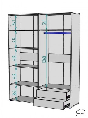 Шкаф Linnea MHR-4-2 2050х1600х510 (Белый-М 11.1.2) в Александровском - alexsandrovskoe.mebel24.online | фото 3