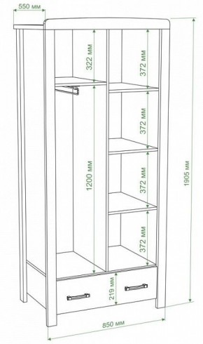 Шкаф платяной Бартоло Ш2Д в Александровском - alexsandrovskoe.mebel24.online | фото 2