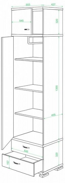 Шкаф платяной Домино КС-10 в Александровском - alexsandrovskoe.mebel24.online | фото 2