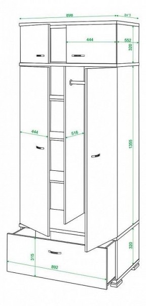 Шкаф платяной Домино КС-20 в Александровском - alexsandrovskoe.mebel24.online | фото 3