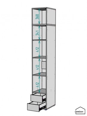Шкаф с антресолью Linnea MHR-1A-4 2450х400х510 (Графит-М 11.1.25) в Александровском - alexsandrovskoe.mebel24.online | фото 3