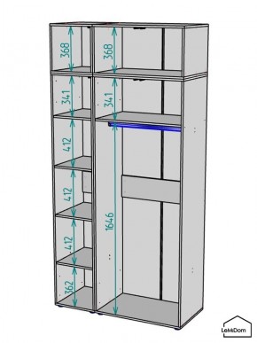 Шкаф с антресолью Linnea MHR-3A-1 2450х1200х510 (Графит-М 11.1.25) в Александровском - alexsandrovskoe.mebel24.online | фото 3