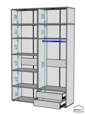 Шкаф с антресолью Linnea MHR-4POA-2 2450х1600х510 (Белый-М 11.1.2) в Александровском - alexsandrovskoe.mebel24.online | фото 3