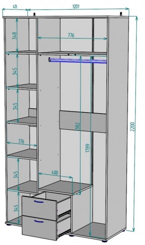 Шкаф с зеркалом Ольга H54_M в Александровском - alexsandrovskoe.mebel24.online | фото 2