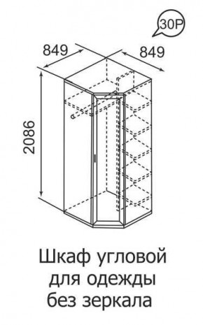 Шкаф угловой для одежды Ника-Люкс 30 без зеркал в Александровском - alexsandrovskoe.mebel24.online | фото 3