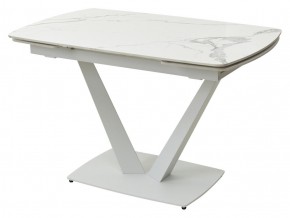 Стол ALATRI 120 GLOSS STATUARIO WHITE SOLID CERAMIC / WHITE, ®DISAUR в Александровском - alexsandrovskoe.mebel24.online | фото 1