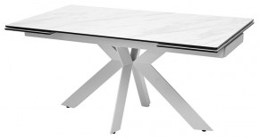 Стол BELLUNO 160 MARBLES KL-99 Белый мрамор матовый, итальянская керамика/ белый каркас, ®DISAUR в Александровском - alexsandrovskoe.mebel24.online | фото 1