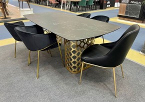 Стол CHIAVARI 220 KL-116 Черный мрамор матовый, итальянская керамика / бронзовый, ®DISAUR в Александровском - alexsandrovskoe.mebel24.online | фото 2