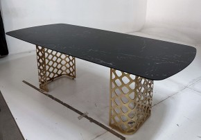 Стол CHIAVARI 220 KL-116 Черный мрамор матовый, итальянская керамика / бронзовый, ®DISAUR в Александровском - alexsandrovskoe.mebel24.online | фото 4