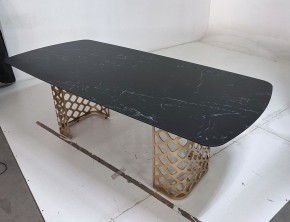 Стол CHIAVARI 220 KL-116 Черный мрамор матовый, итальянская керамика / бронзовый, ®DISAUR в Александровском - alexsandrovskoe.mebel24.online | фото 6