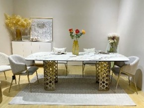 Стол CHIAVARI 220 KL-188 Контрастный мрамор матовый, итальянская керамика / Шампань, ®DISAUR в Александровском - alexsandrovskoe.mebel24.online | фото 2