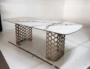Стол CHIAVARI 220 KL-188 Контрастный мрамор матовый, итальянская керамика / Шампань, ®DISAUR в Александровском - alexsandrovskoe.mebel24.online | фото 6