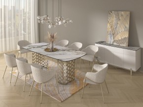 Стол CHIAVARI 220 KL-188 Контрастный мрамор матовый, итальянская керамика / Шампань, ®DISAUR в Александровском - alexsandrovskoe.mebel24.online | фото 9