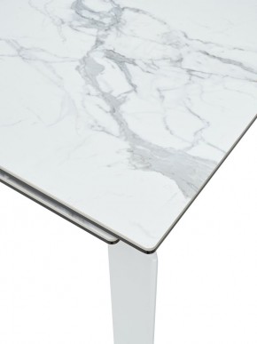 Стол CORNER 120 HIGH GLOSS STATUARIO керамика, стекло/ белый каркас, ®DISAUR в Александровском - alexsandrovskoe.mebel24.online | фото 2