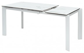 Стол CORNER 120 HIGH GLOSS STATUARIO керамика, стекло/ белый каркас, ®DISAUR в Александровском - alexsandrovskoe.mebel24.online | фото 3