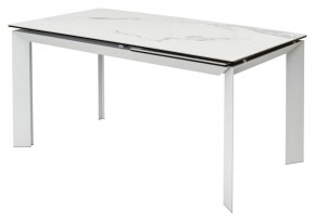 Стол CREMONA 140 HIGH GLOSS STATUARIO Белый мрамор глянцевый, керамика/ белый каркас, ®DISAUR в Александровском - alexsandrovskoe.mebel24.online | фото 1