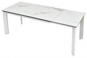 Стол CREMONA 140 HIGH GLOSS STATUARIO Белый мрамор глянцевый, керамика/ белый каркас, ®DISAUR в Александровском - alexsandrovskoe.mebel24.online | фото 5