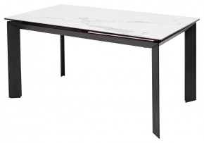 Стол CREMONA 140 HIGH GLOSS STATUARIO Белый мрамор глянцевый, керамика/ черный каркас, ®DISAUR в Александровском - alexsandrovskoe.mebel24.online | фото 1
