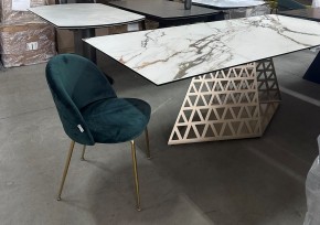 Стол ENNA 220 KL-188 Контрастный мрамор матовый, итальянская керамика/ каркас цвета шампань, ®DISAUR в Александровском - alexsandrovskoe.mebel24.online | фото 8