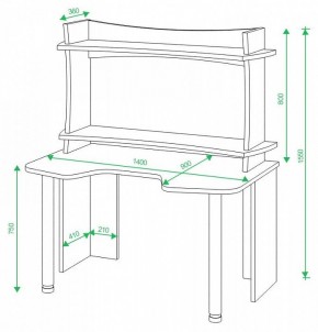 Стол компьютерный Домино lite СКЛ-Игр140 в Александровском - alexsandrovskoe.mebel24.online | фото 2