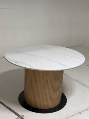 Стол MESA D120 цвет БЕЛЫЙ МРАМОР M326 / Каркас OAK, ®DISAUR в Александровском - alexsandrovskoe.mebel24.online | фото 2