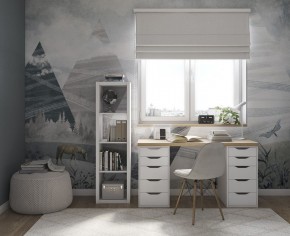 Стол письменный Ингар 2/55 140x75x55, дуб беленый/белый в Александровском - alexsandrovskoe.mebel24.online | фото 4