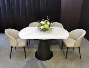 Стол TERAMO 135 GLOSS GRAND JADE SOLID CERAMIC, керамика, поворотн.механизм / Черный каркас, ®DISAUR в Александровском - alexsandrovskoe.mebel24.online | фото 3