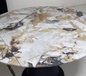Стол TERAMO 135 GLOSS GRAND JADE SOLID CERAMIC, керамика, поворотн.механизм / Черный каркас, ®DISAUR в Александровском - alexsandrovskoe.mebel24.online | фото 4