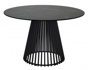 Стол TERNI 120 MATT BLACK MARBLE SOLID CERAMIC Черный мрамор матовый, керамика /Черн.каркас, ®DISAUR в Александровском - alexsandrovskoe.mebel24.online | фото
