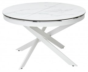 Стол TRENTO 120 HIGH GLOSS STATUARIO Белый мрамор глянцевый, керамика/ белый каркас, ®DISAUR в Александровском - alexsandrovskoe.mebel24.online | фото 1