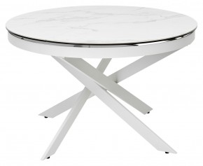 Стол TRENTO 120 HIGH GLOSS STATUARIO Белый мрамор глянцевый, керамика/ белый каркас, ®DISAUR в Александровском - alexsandrovskoe.mebel24.online | фото 2