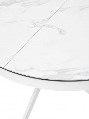 Стол TRENTO 120 HIGH GLOSS STATUARIO Белый мрамор глянцевый, керамика/ белый каркас, ®DISAUR в Александровском - alexsandrovskoe.mebel24.online | фото 4