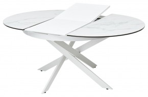 Стол TRENTO 120 HIGH GLOSS STATUARIO Белый мрамор глянцевый, керамика/ белый каркас, ®DISAUR в Александровском - alexsandrovskoe.mebel24.online | фото 5