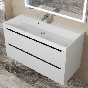 Тумба под раковину Uperwood Tanos 100 см, подвесная, белая/графит в Александровском - alexsandrovskoe.mebel24.online | фото 10