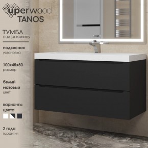 Тумба под раковину Uperwood Tanos 100 см, подвесная, черная матовая в Александровском - alexsandrovskoe.mebel24.online | фото 3