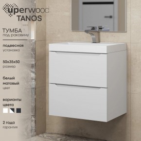 Тумба под раковину Uperwood Tanos 50 см, подвесная, белая матовая в Александровском - alexsandrovskoe.mebel24.online | фото 6
