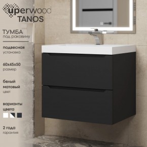 Тумба под раковину Uperwood Tanos 60 см, подвесная, черная матовая в Александровском - alexsandrovskoe.mebel24.online | фото 3