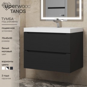 Тумба под раковину Uperwood Tanos 70 см, подвесная, черная матовая в Александровском - alexsandrovskoe.mebel24.online | фото 3